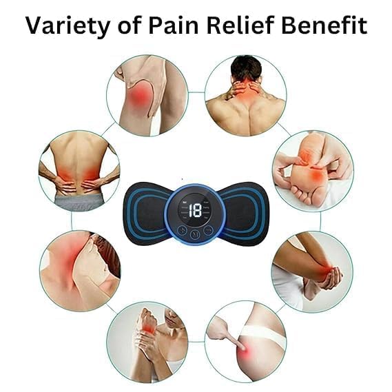 Full Body Mini Butterfly TENS Massager With 8 Modes, 19 Levels Electric Rechargeable Portable EMS Patch For Shoulder, Neck, Arms, Legs, Men/Women