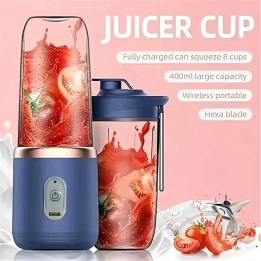Portable Blender Electric Juicers Fruit Mixers USB Rechargeable Smoothie Mini Personal Juicer 6 Blades 3Gears With 1500 Mah Rechargeable Battery-Smoothie Blender