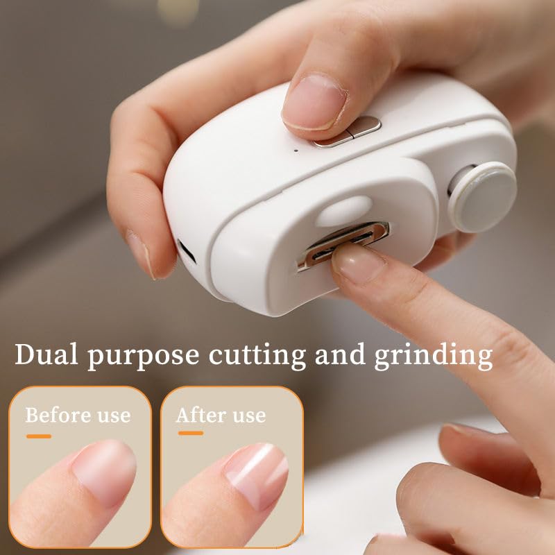 Electric Nail Clipper Automatic Nail Trimmer with LED Light, 2 Speed Rechargeable Nail File, 2-in-1 Safe Nail Cutter for Kids, Elderly, Adults & Caregivers Portable Manicure Tool