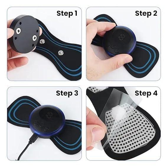 Full Body Mini Butterfly TENS Massager With 8 Modes, 19 Levels Electric Rechargeable Portable EMS Patch For Shoulder, Neck, Arms, Legs, Men/Women