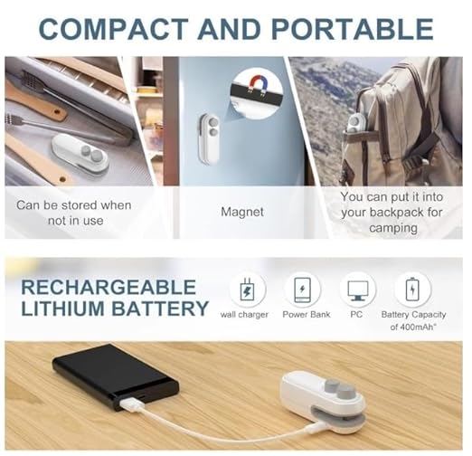 Portable Mini Sealing Machine, Handheld Packet Sealer for Food, Snacks, Chips, Fresh Storage, Plastic Bags Sealing Machine, Type C Charging Vaccum Sealers