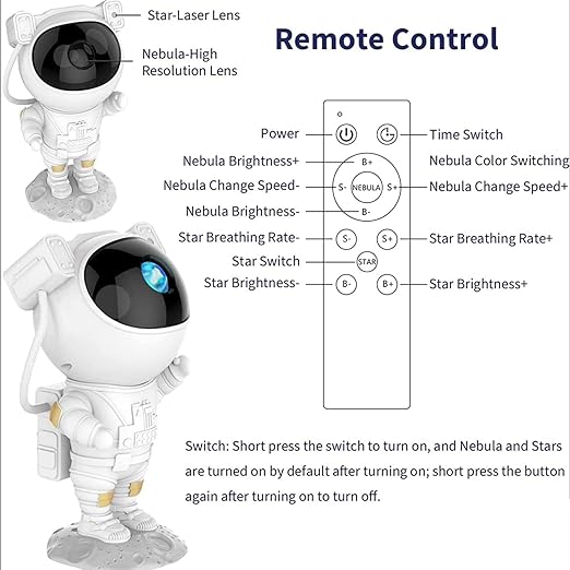 Astronaut Light Projector – 360° Galaxy Star Projector with Timer & Remote Control, Ideal for Bedroom Ceiling, Home Decor, and Parties (Corded Electric)