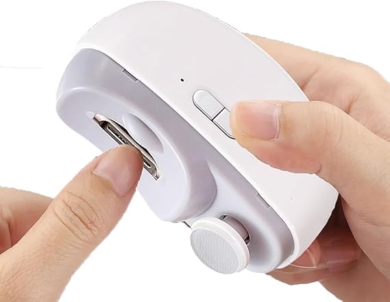 Electric Nail Clipper Automatic Nail Trimmer with LED Light, 2 Speed Rechargeable Nail File, 2-in-1 Safe Nail Cutter for Kids, Elderly, Adults & Caregivers Portable Manicure Tool