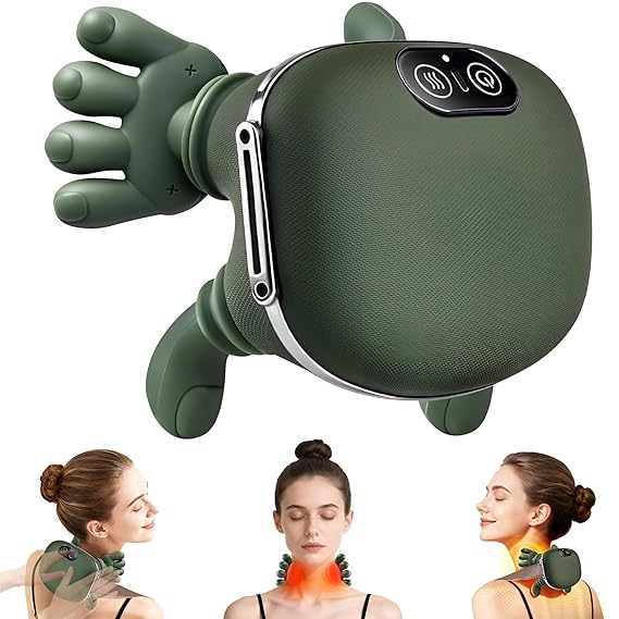 Heated Neck and Shoulder Massager for Pain Relief Wireless Rechargeable Portable Shiatsu Massage Machine For Cervical Neck, Back, Shoulder & Leg Massager for Muscle Relaxation