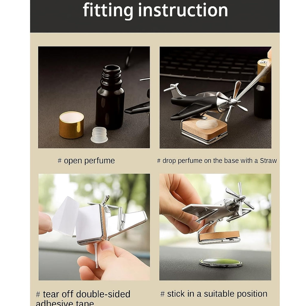 Solar Airplane Perfume Diffuser Automatic Rotating Jet Air Freshener Unique Solar Powered Car Dashboard Decoration Item