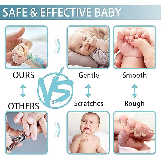 Baby Nail Trimmer New Born with Lights | Electric Baby Nail Cutter 0-6 Months with Multiple Filer Heads Adjustment | New Born Baby Products, Pack of 1.