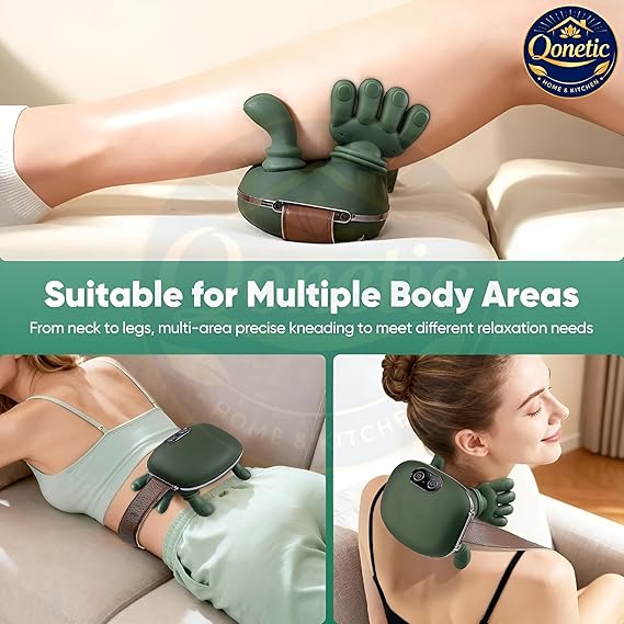 Heated Neck and Shoulder Massager for Pain Relief Wireless Rechargeable Portable Shiatsu Massage Machine For Cervical Neck, Back, Shoulder & Leg Massager for Muscle Relaxation