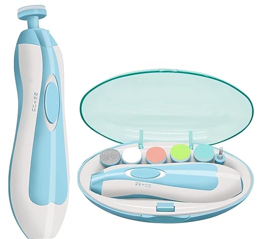 Baby Nail Trimmer New Born with Lights | Electric Baby Nail Cutter 0-6 Months with Multiple Filer Heads Adjustment | New Born Baby Products, Pack of 1.